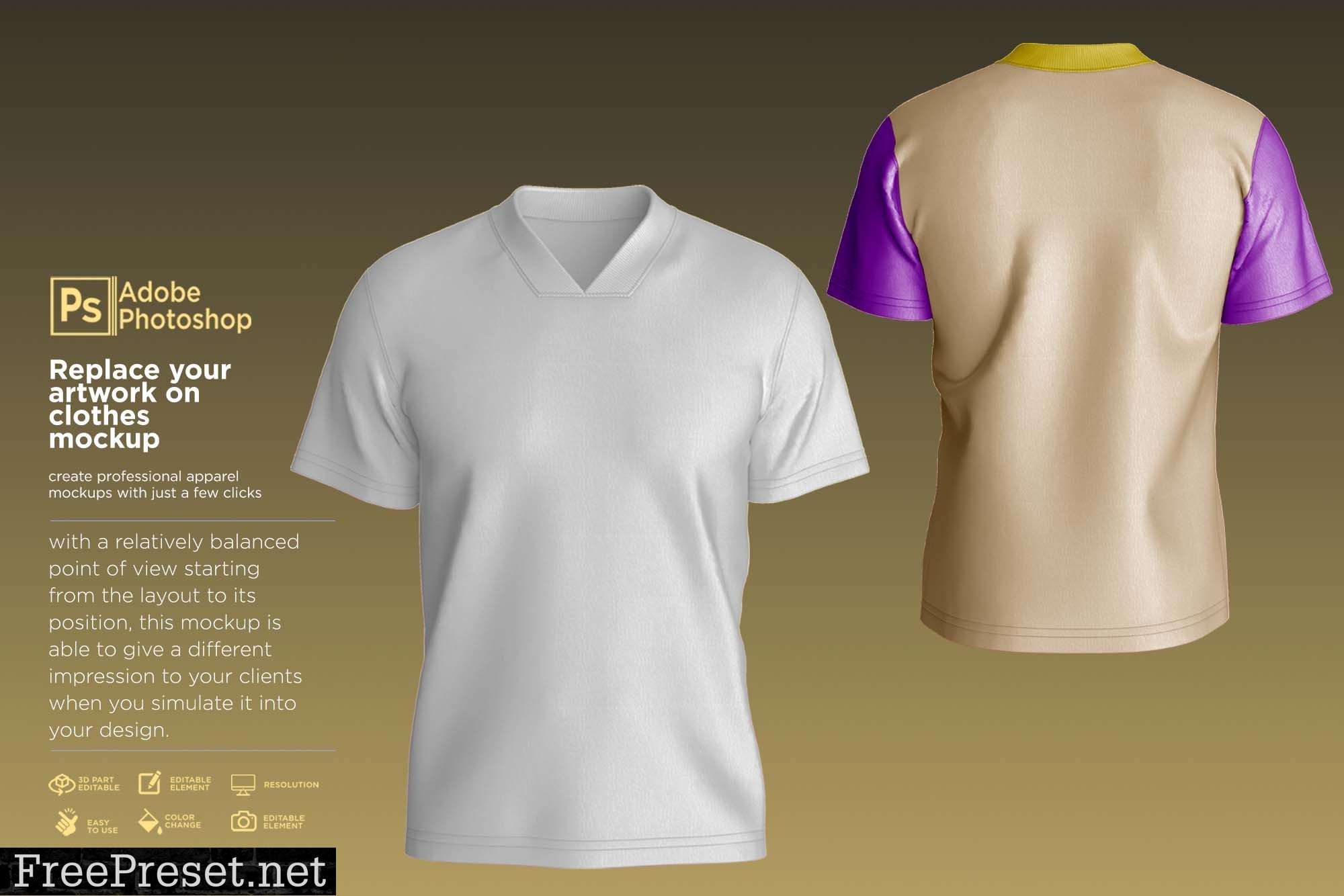 T-Shirt V-Neck Collar Mockup 7361854