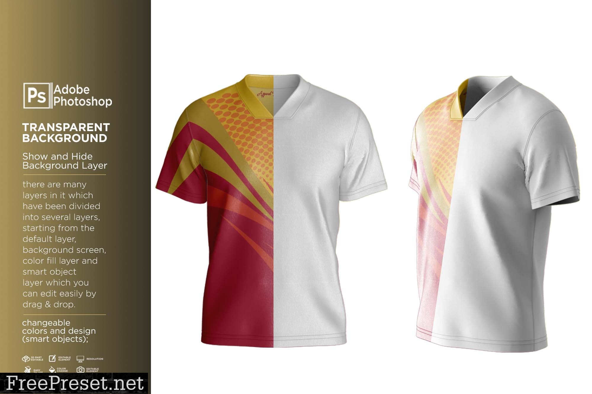 T-Shirt V-Neck Collar Mockup 7361854