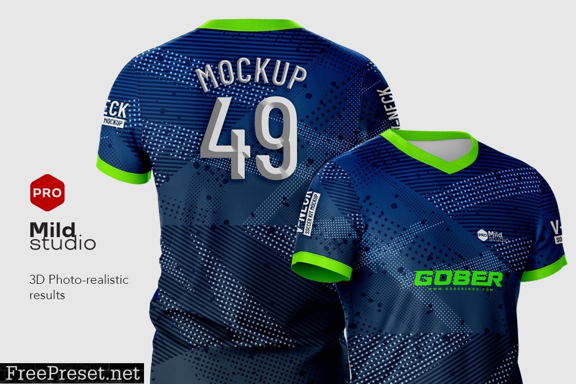 V Neck Soccer kit Mockup 7410377