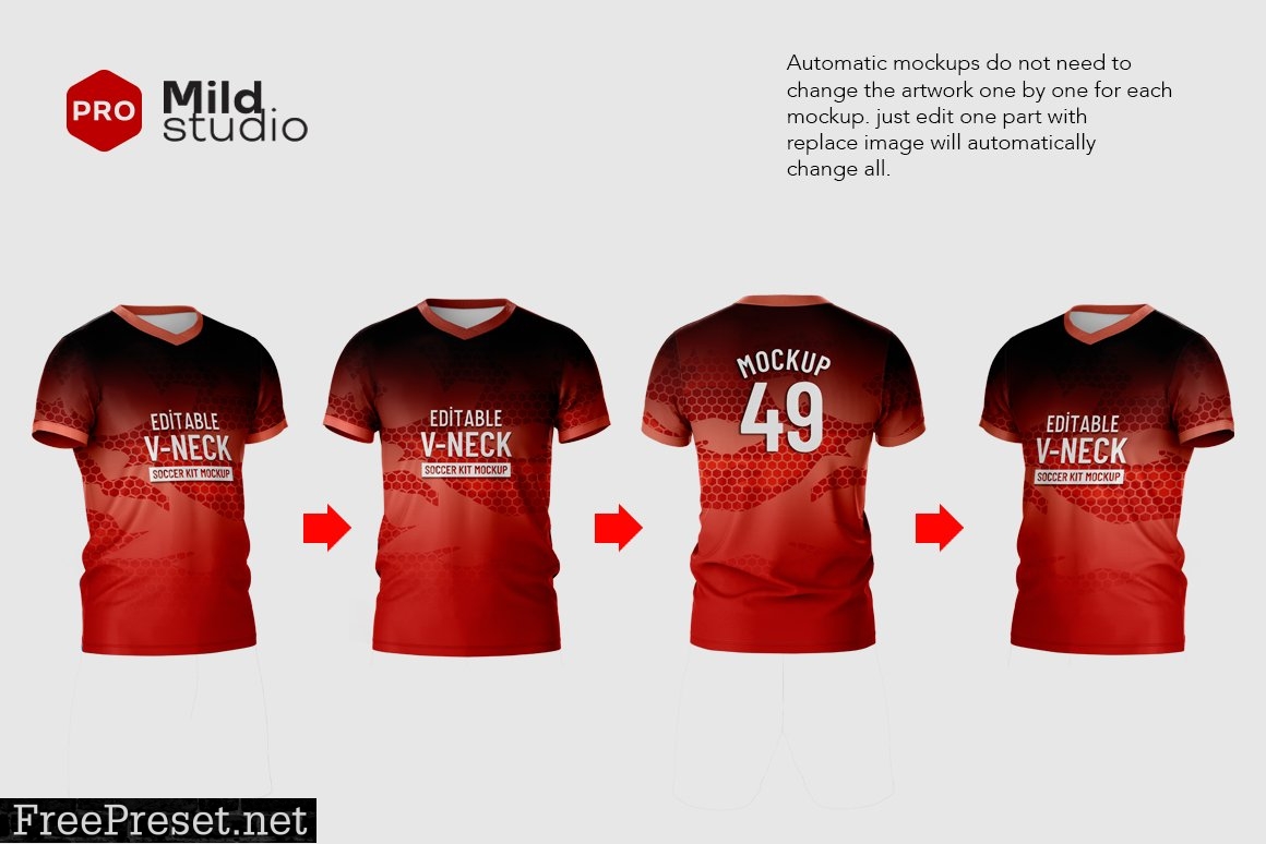 V Neck Soccer kit Mockup V.04 7410450