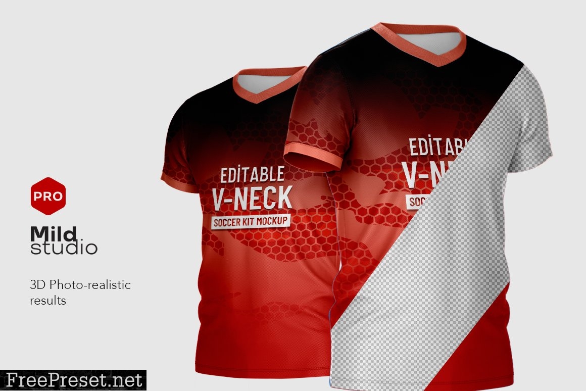 V Neck Soccer kit Mockup V.04 7410450