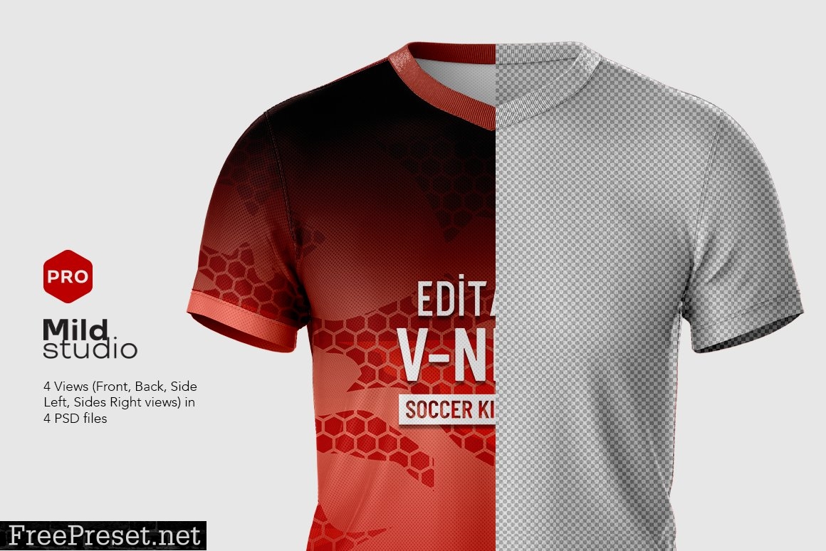 V Neck Soccer kit Mockup V.04 7410450