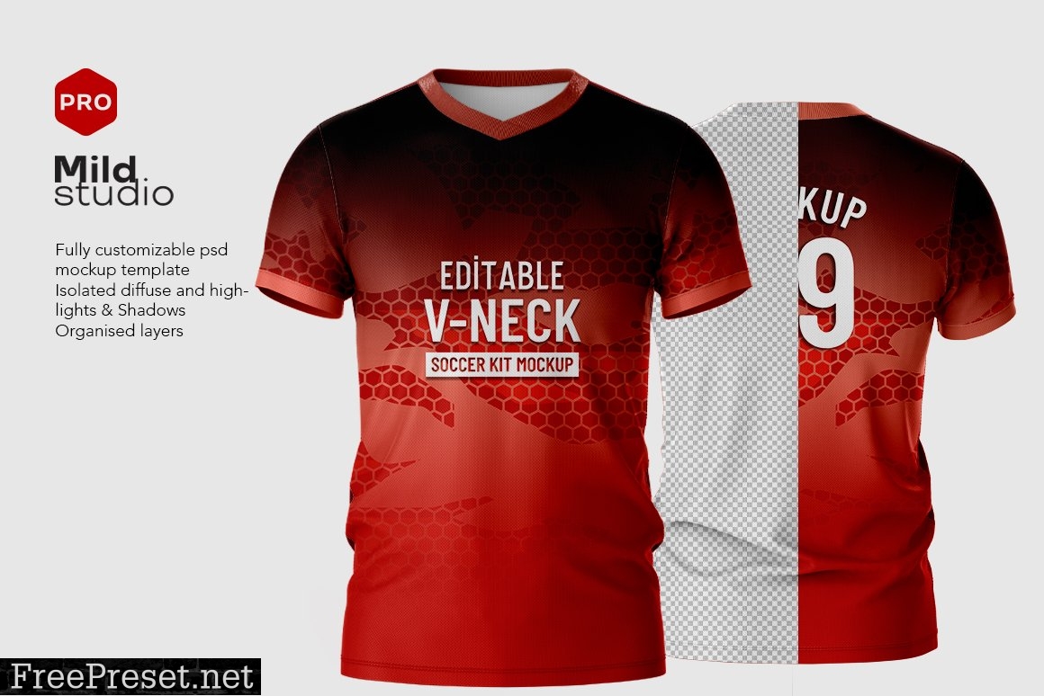 V Neck Soccer kit Mockup V.04 7410450