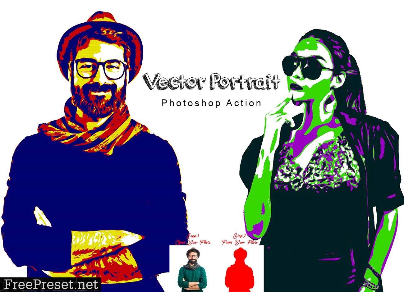 Vector Portrait Photoshop Action 7505139