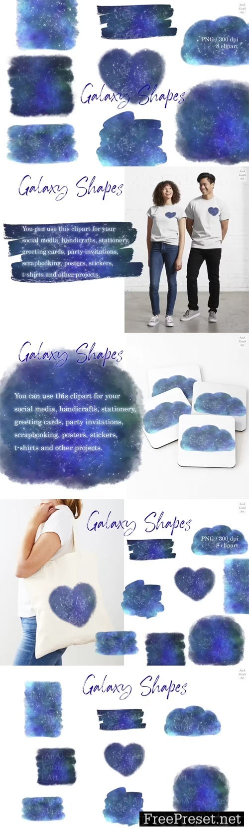 Watercolor Galaxy Shapes PNG Clipart