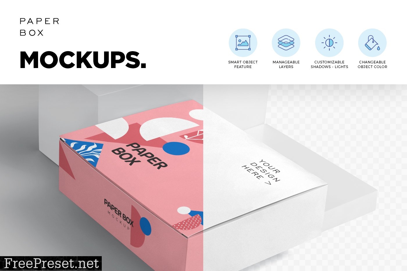 Wide Rectangular Paper Box Mockups 6629696