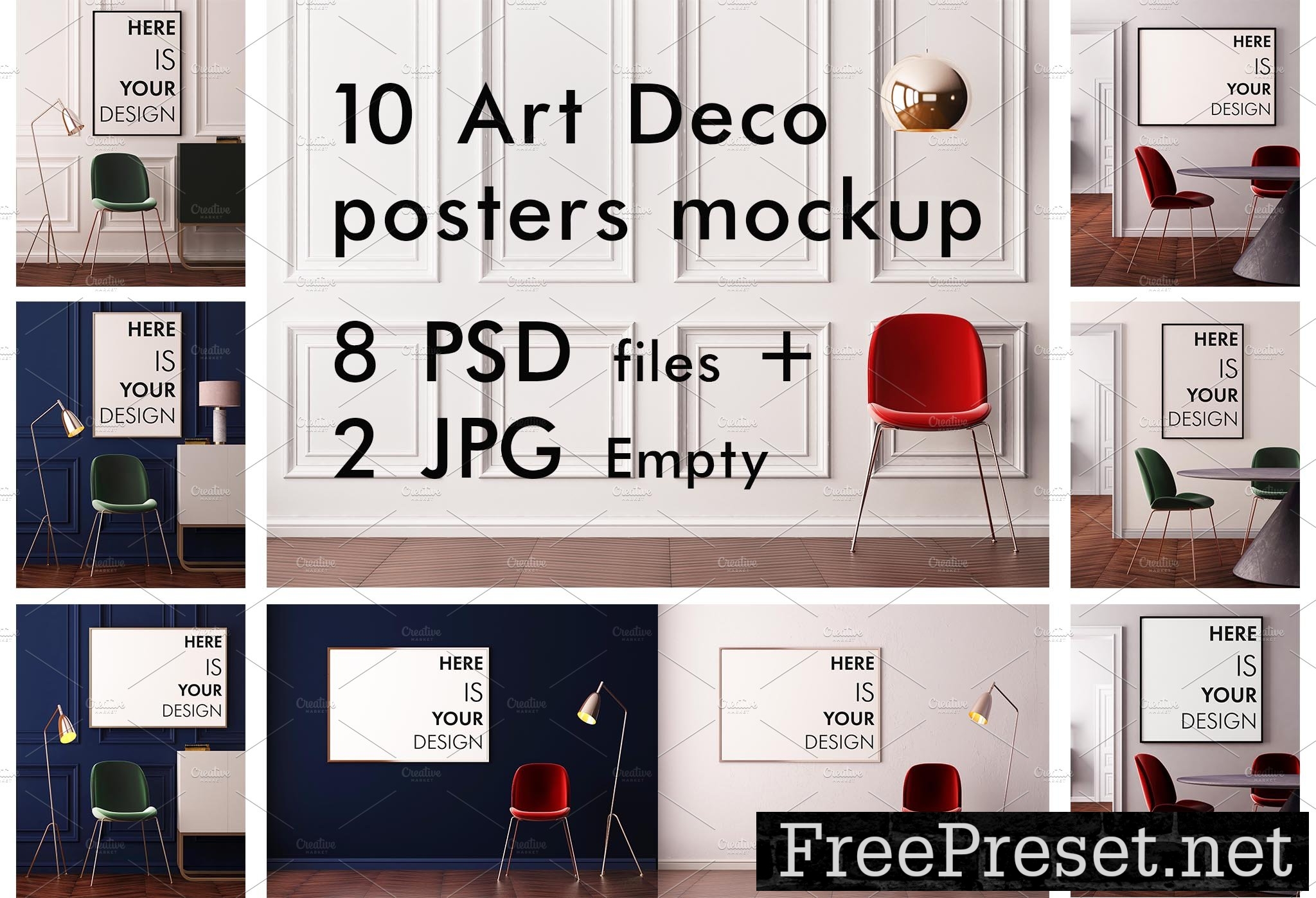 10 Art Deco posters mockup