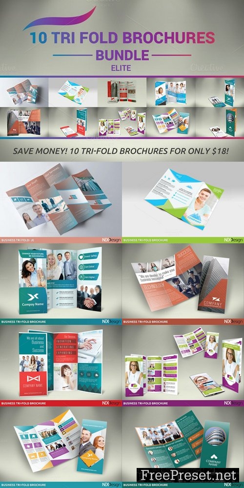 10 Tri-fold Brochures Bundle - Elite