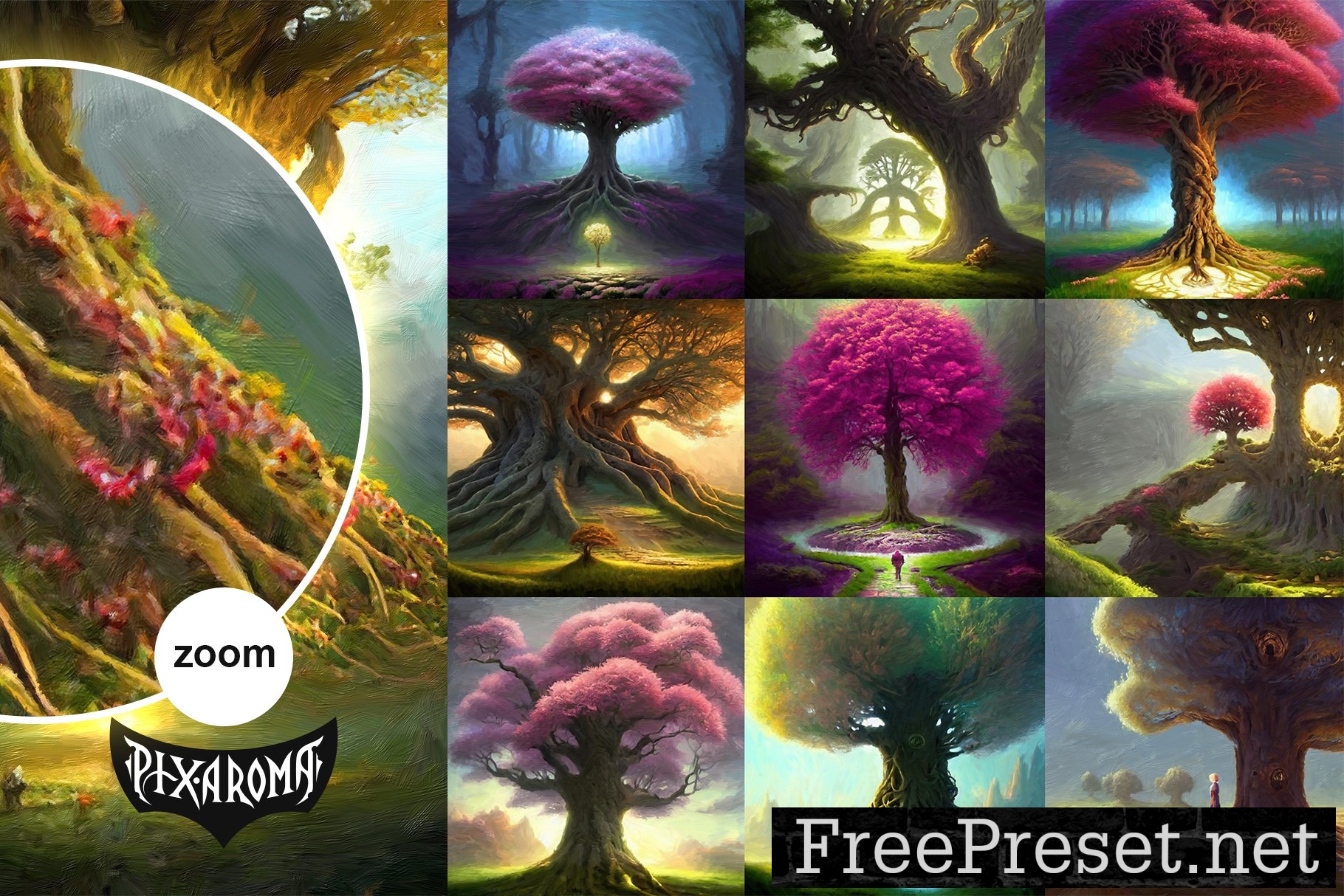 100 Fantasy Trees - Oil Painting Art 7556701