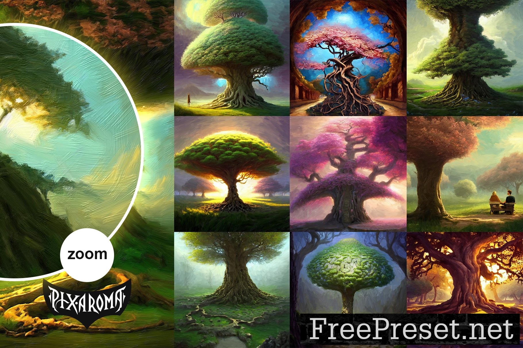 100 Fantasy Trees - Oil Painting Art 7556701