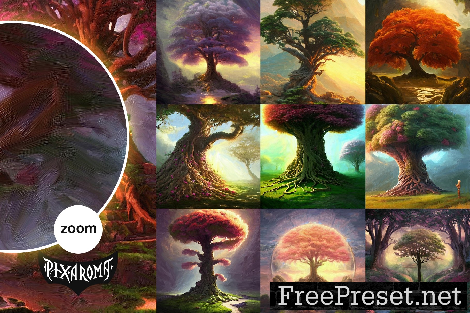 100 Fantasy Trees - Oil Painting Art 7556701