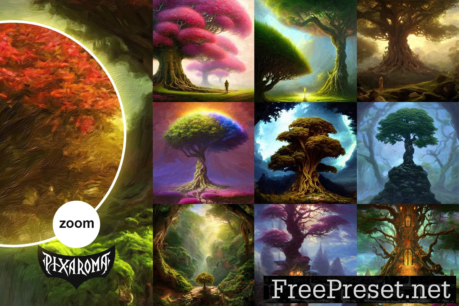 100 Fantasy Trees - Oil Painting Art 7556701