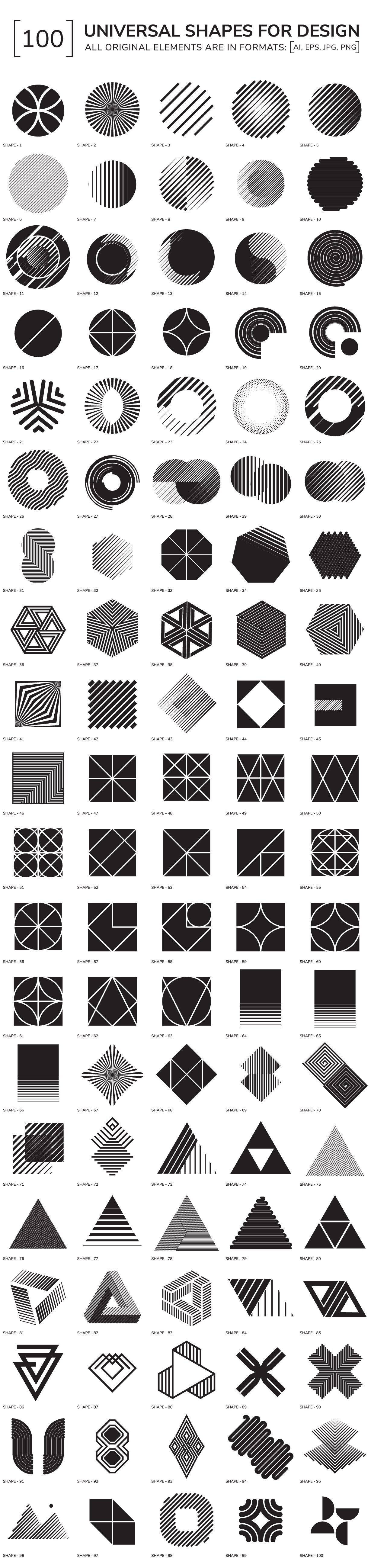 100 geometric shapes