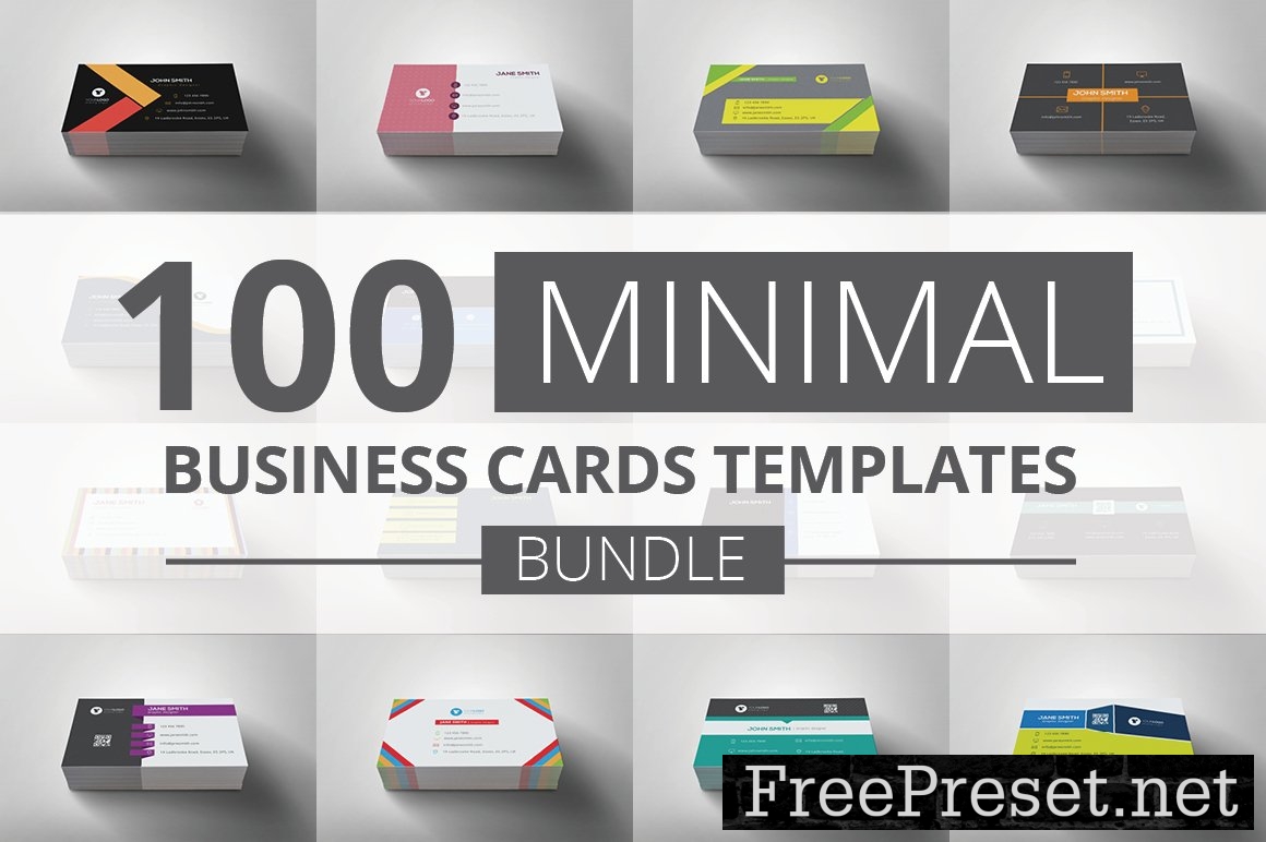 100 Minimal Business Cards Bundle