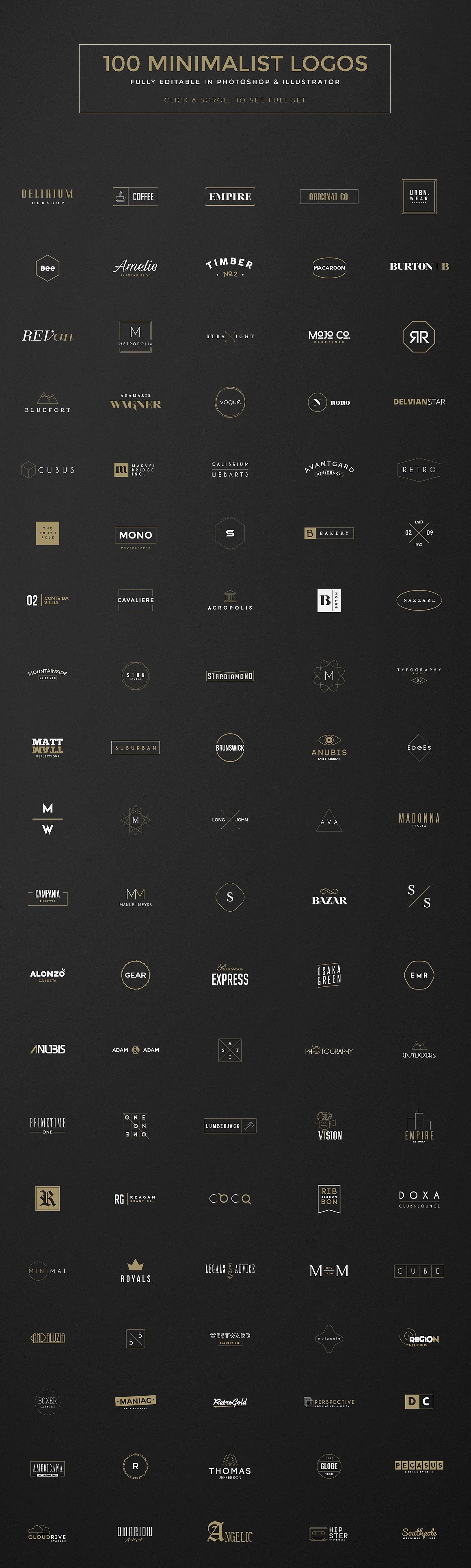 100 Minimal Logos + BONUS
