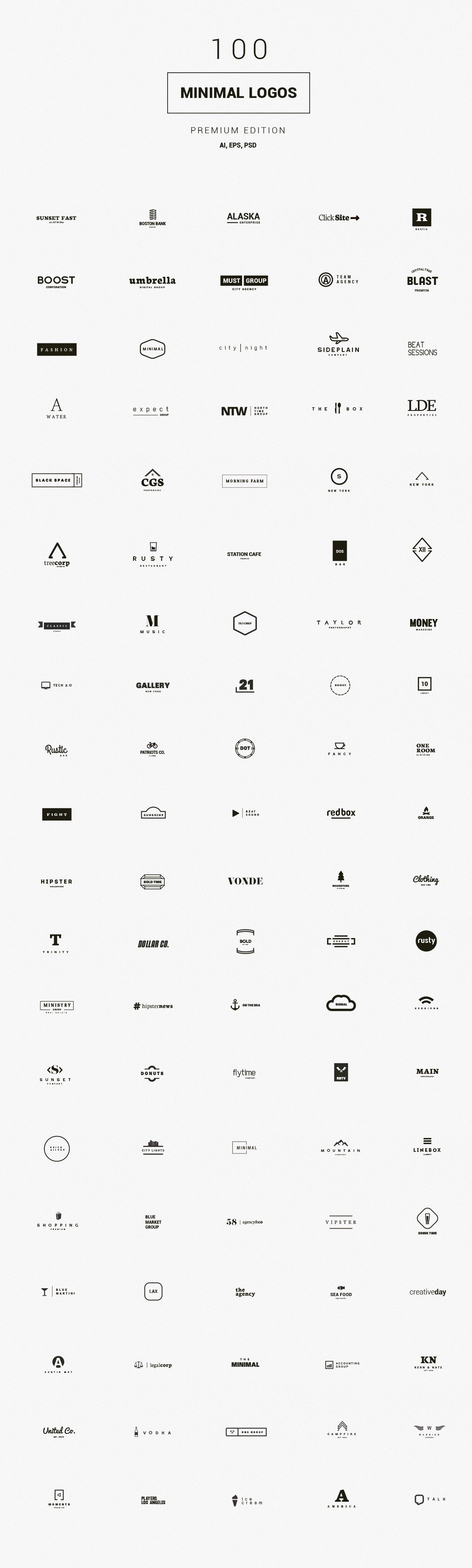 100 Minimal Logos - Premium Kit