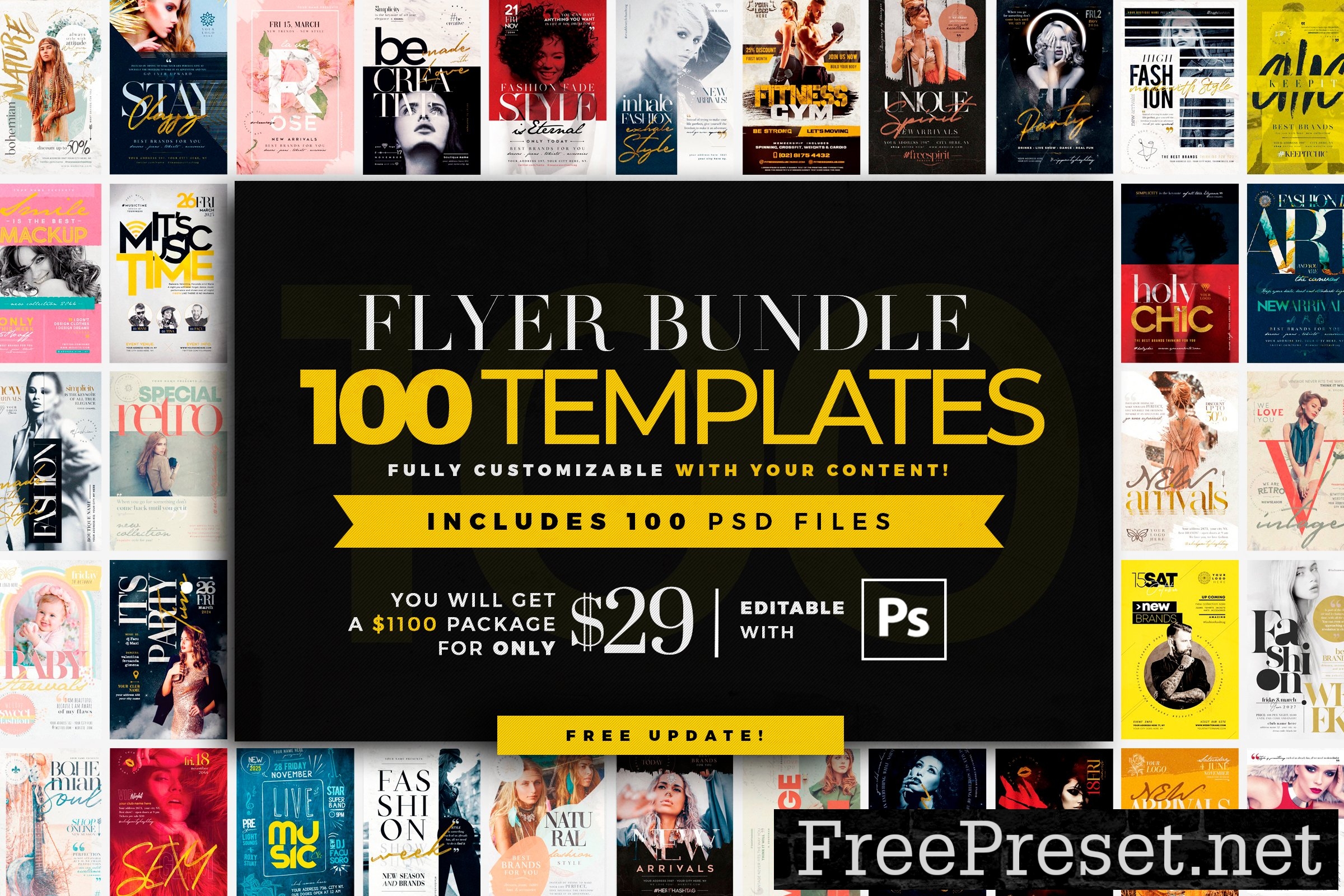 100 PSD (Adobe Photoshop) Flyer Bundle - Mega Pack