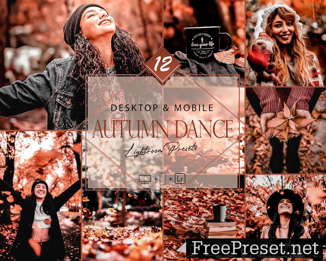 12 Autumn Dance Lightroom Presets, Fall Preset, Red leaves Desktop LR Filter