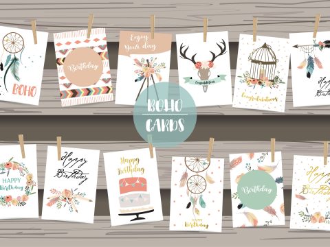 12 cute lovely design boho cards 5