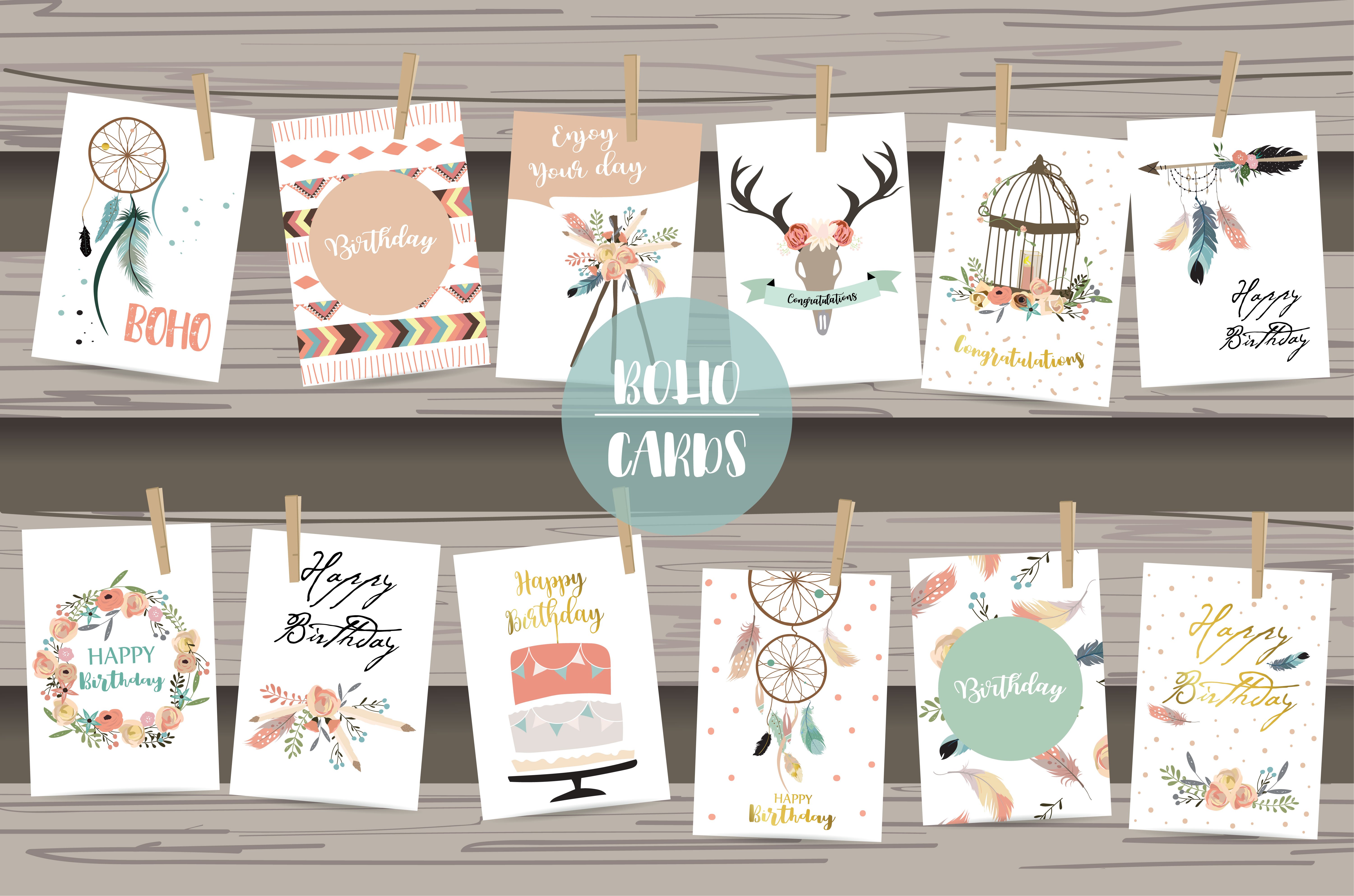 12 cute lovely design boho cards 5