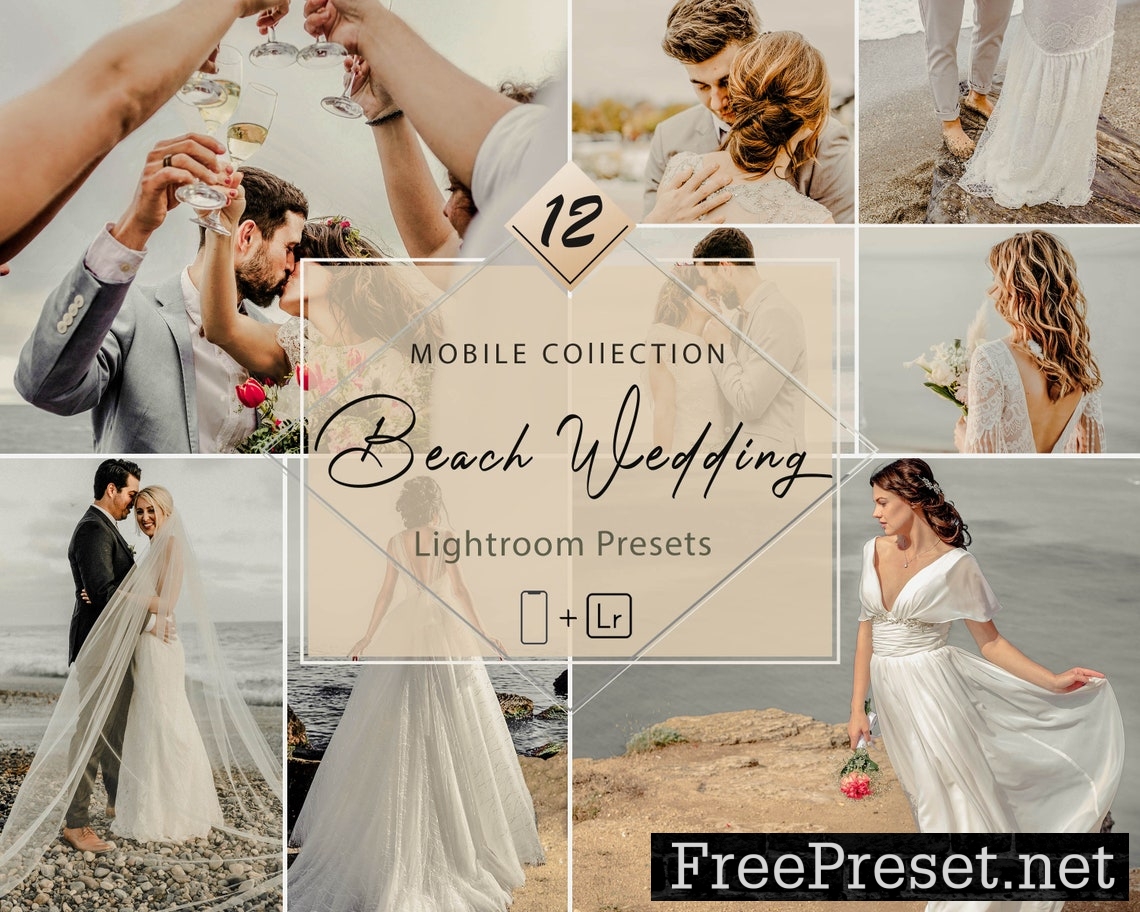 12 Mobile Lightroom Presets, Beach Wedding Mobile Preset