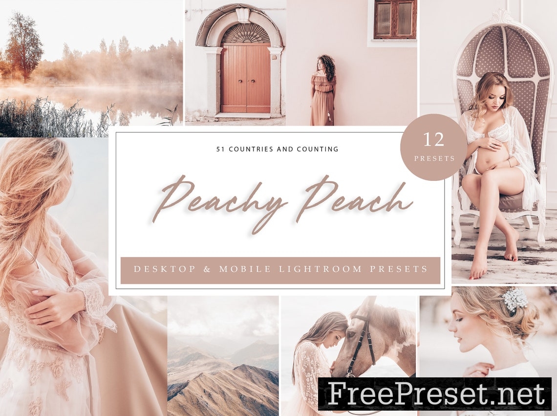 12 x Lightroom Presets, Peach Presets, Pastel Presets, Travel Presets