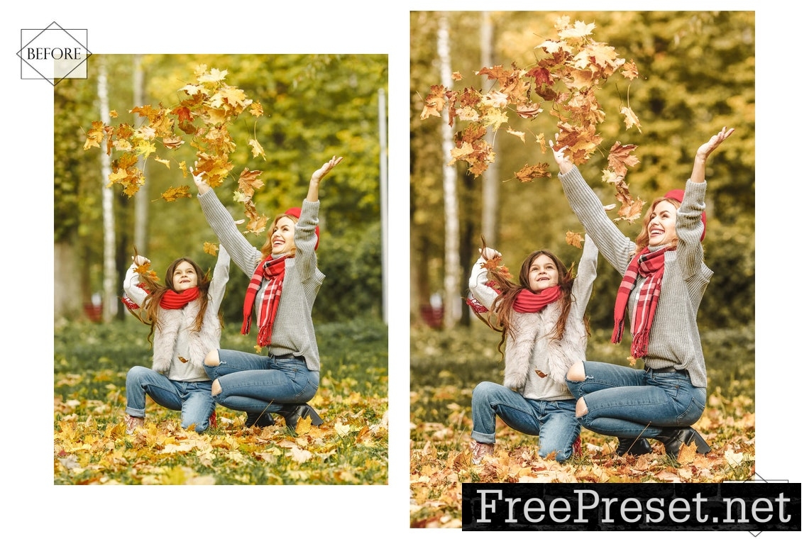 12 Yellow Autumn Lightroom Presets, Bright Preset, Fall Desktop