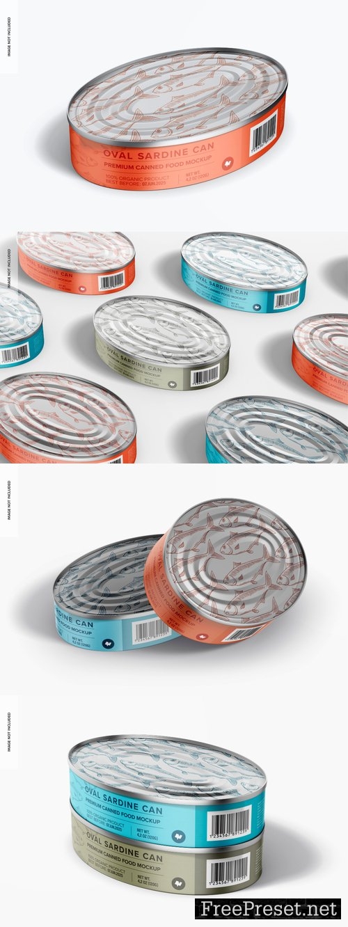 120 g oval sardine can mockup