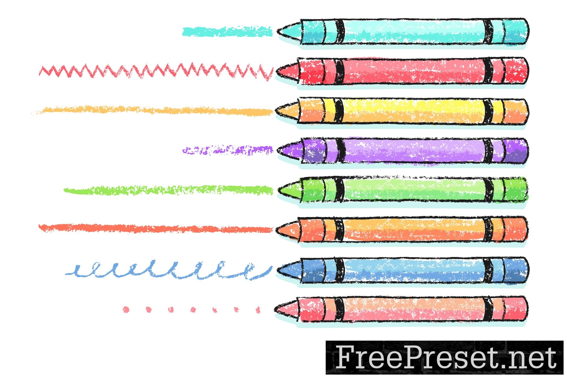 134 Illustrator Crayon Brushes