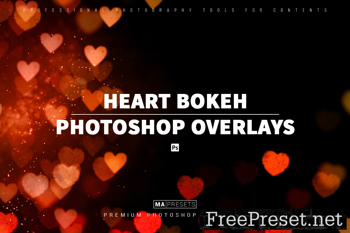 150 HEART BOKEH OVERLAYS