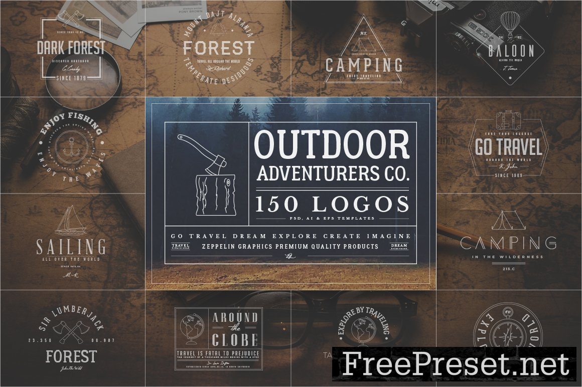 150 Outdoor Adventurers Logos