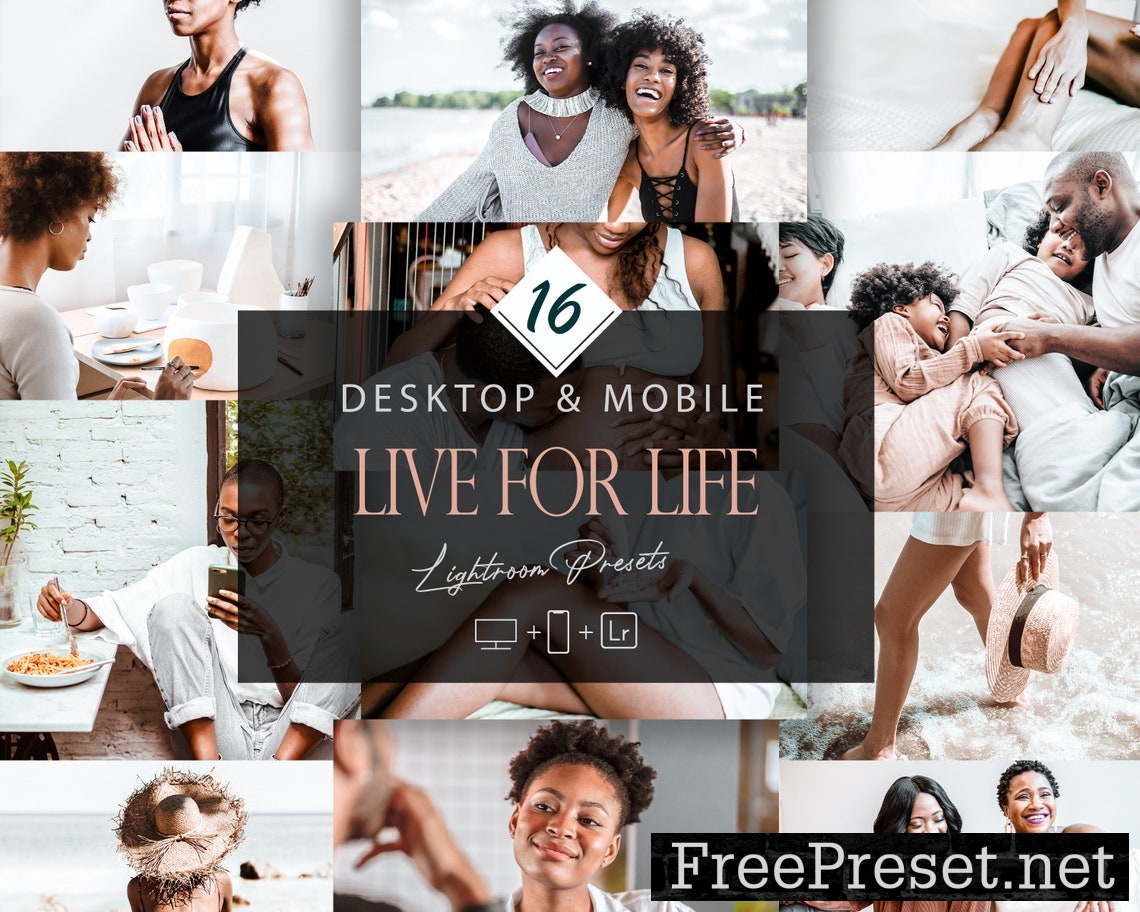 16 Live For Life Lightroom Presets, Skin Tone Preset, Trendy Desktop