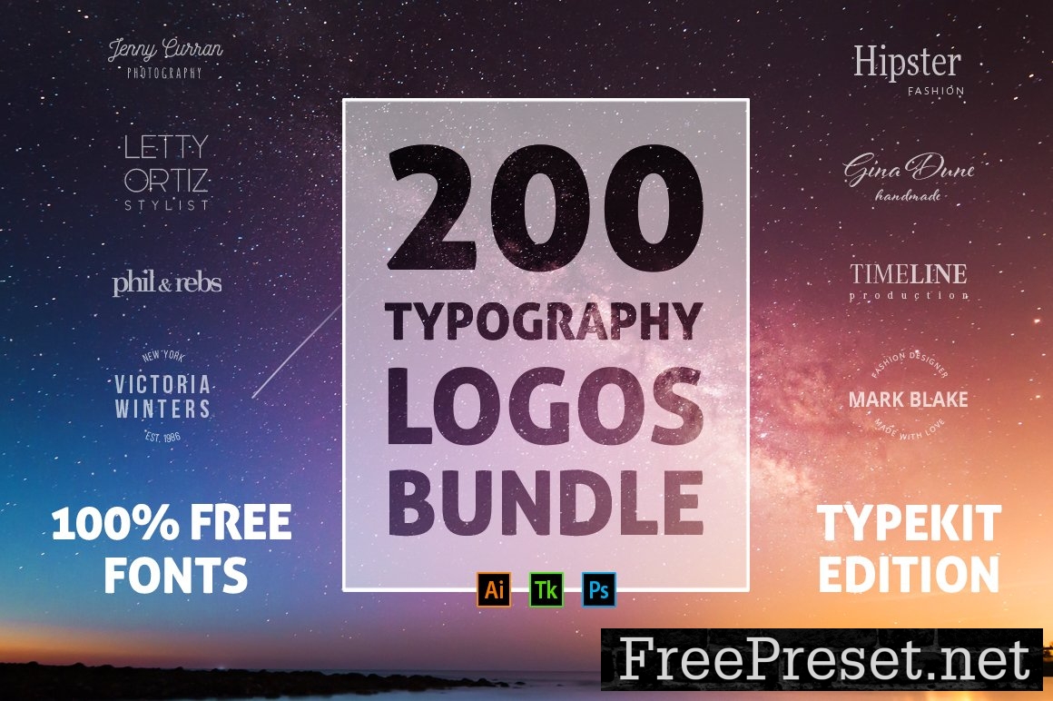 200 Typography Logos Bundle
