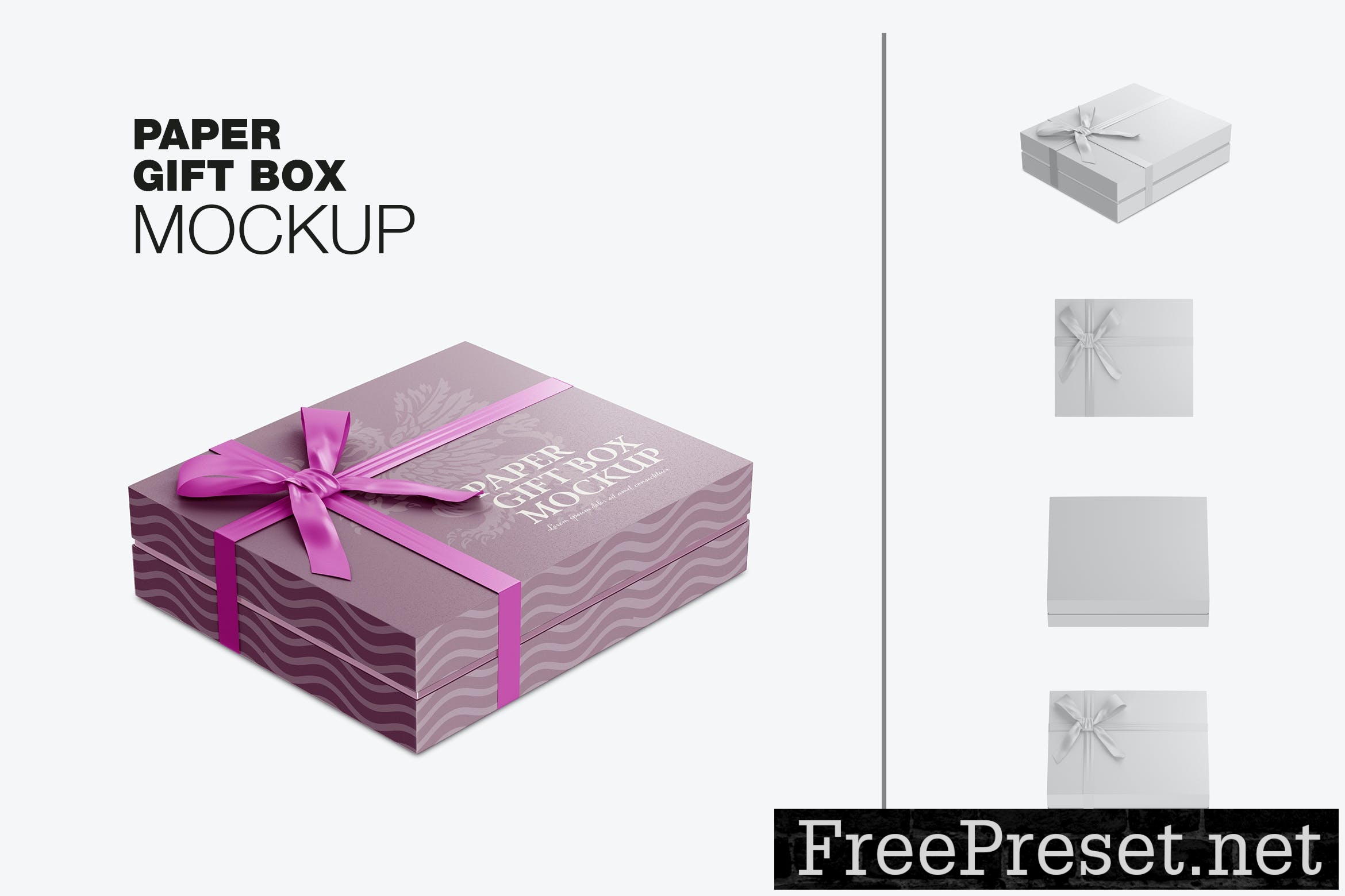 Kraft Gift Box with Matte Bow Mockup - Free Download Images High