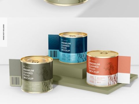 60 g food cans with label mockup