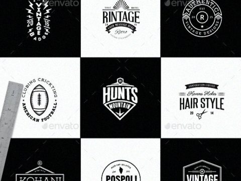 60 Vintage Minimal Logos Bundle 19373184