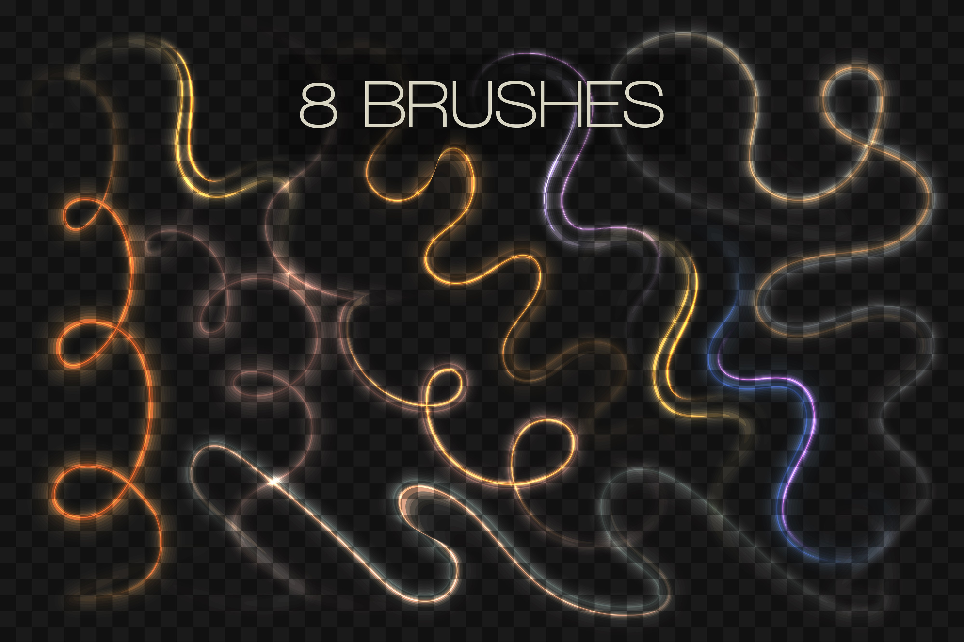 8 GLOWING METAL FONTS / 8 BRUSHES