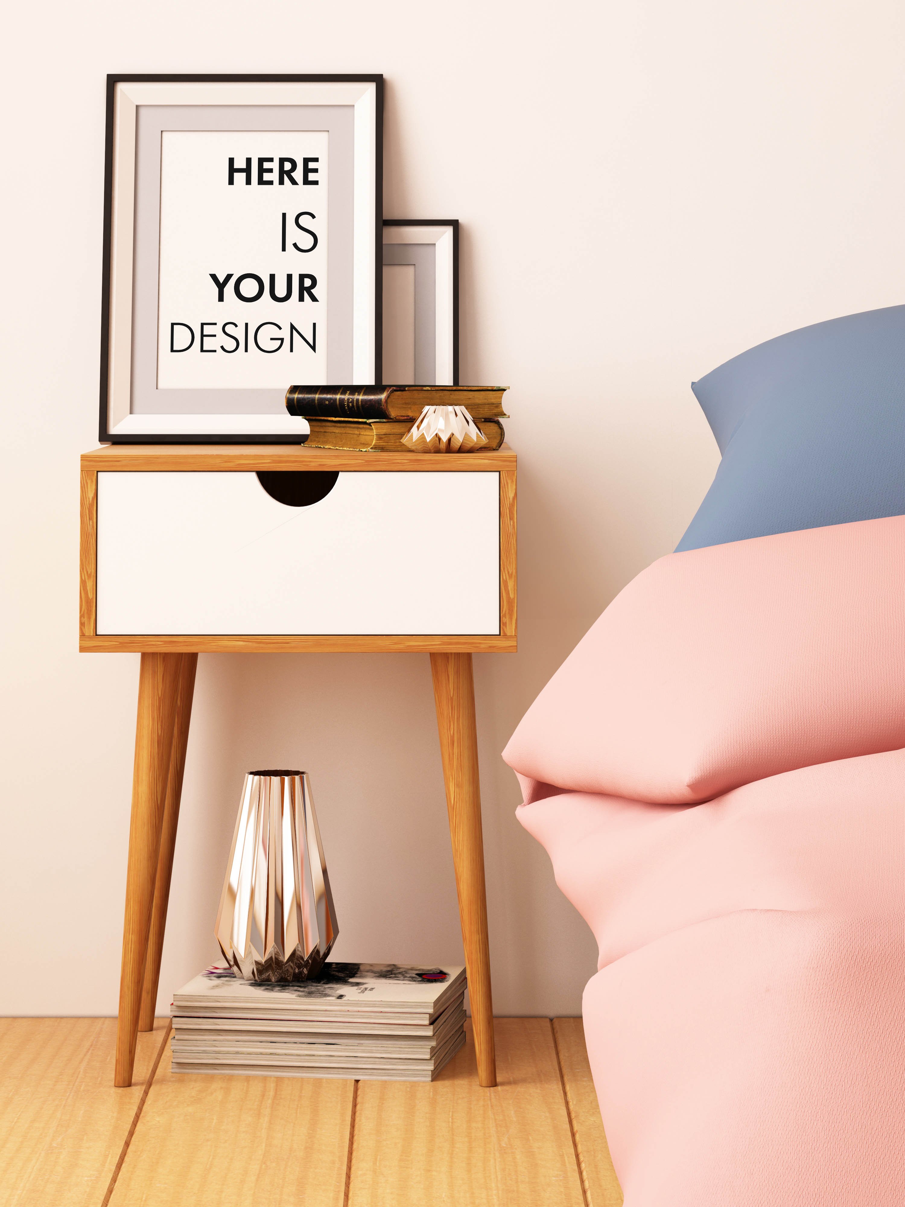 8 mockups posters in the bedroom