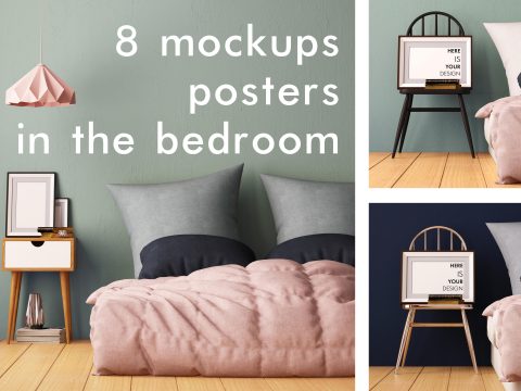 8 mockups posters in the bedroom