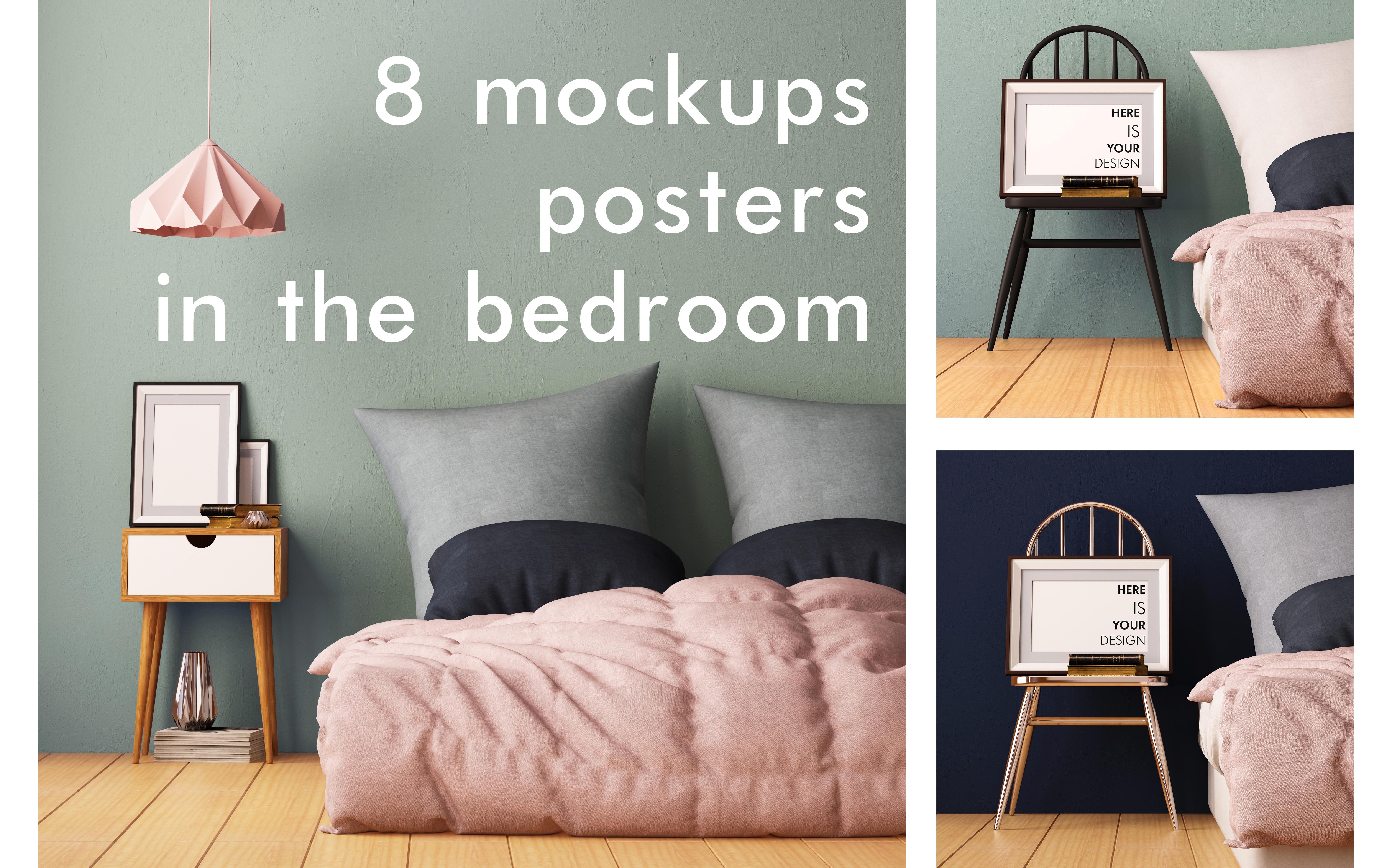 8 mockups posters in the bedroom