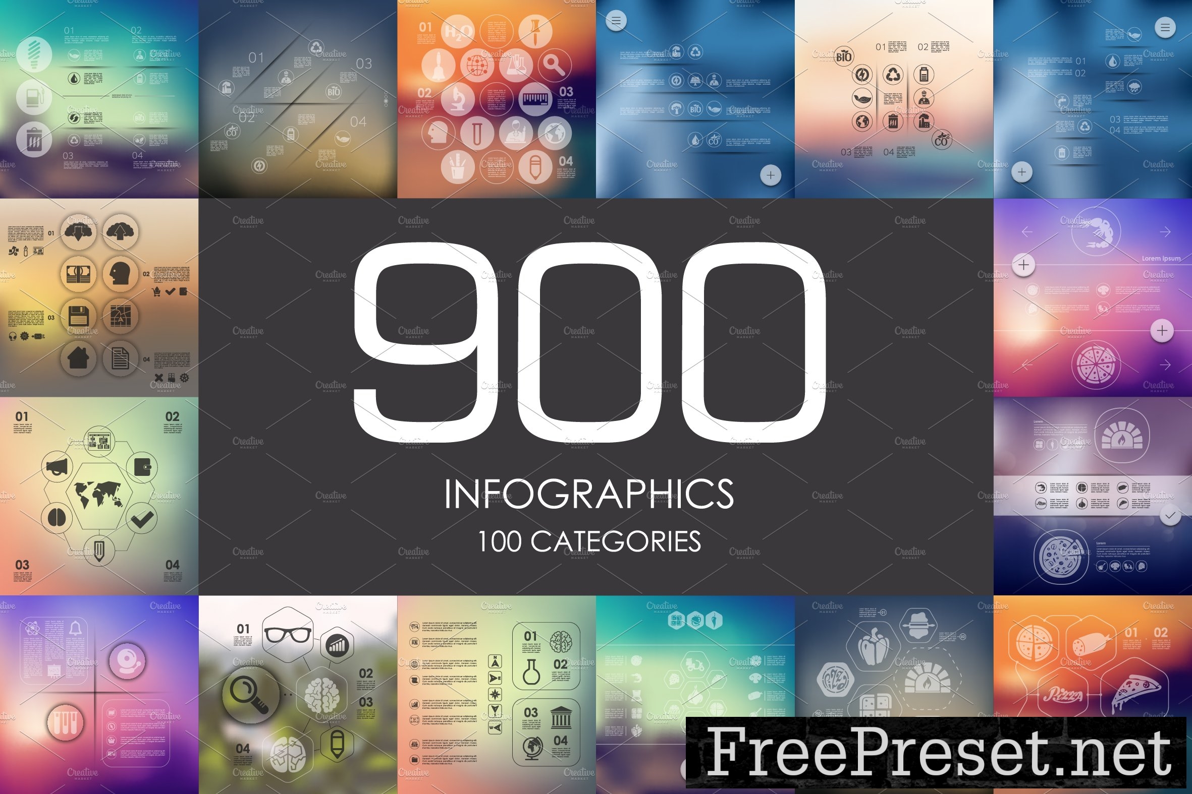 900 infographics. Library