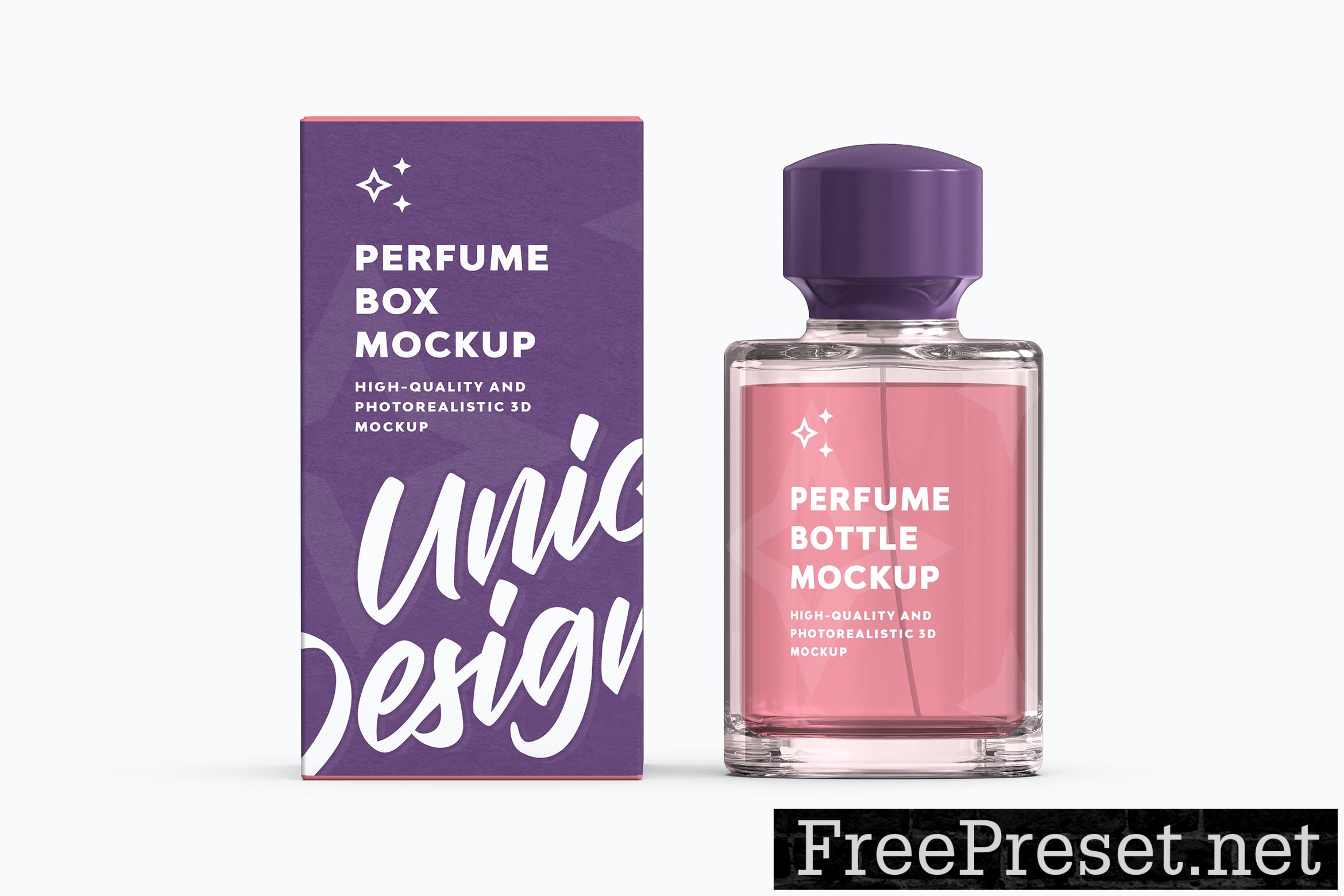 Perfume Bottle and Box Mockup #340524 - TemplateMonster