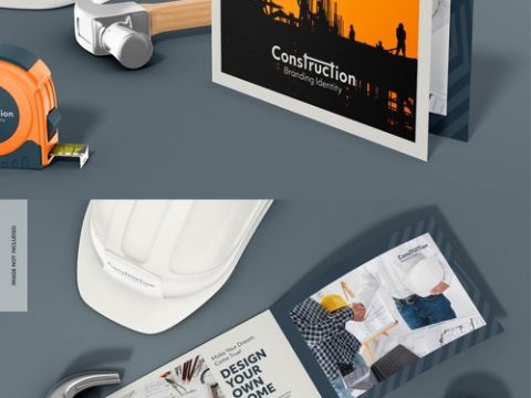 A5 business bi fold brochure mockup