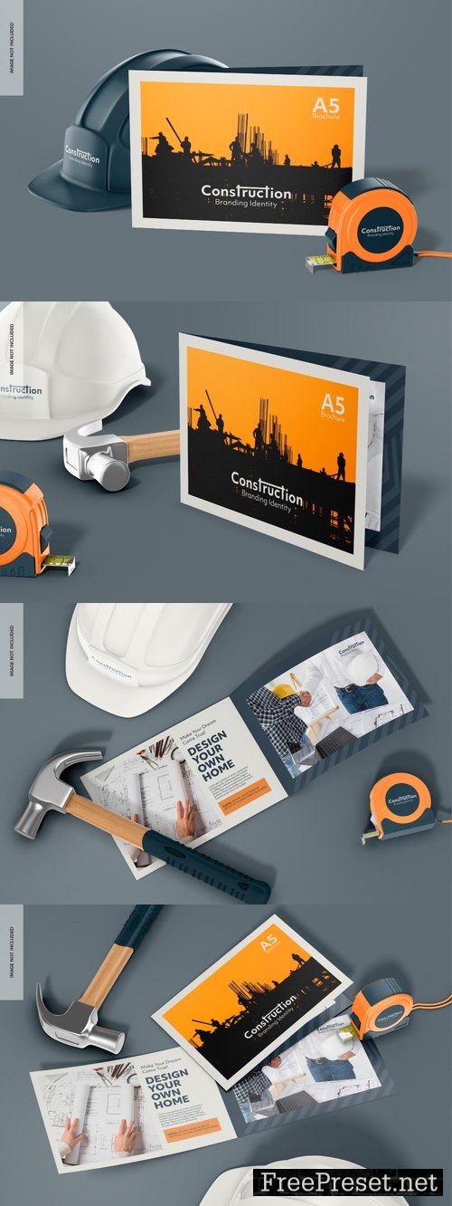 A5 business bi fold brochure mockup