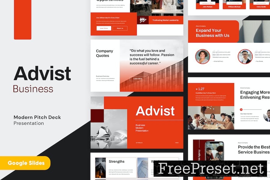 ADVIST - Modern Business Pitch Deck Google Slides 6AYBLX5