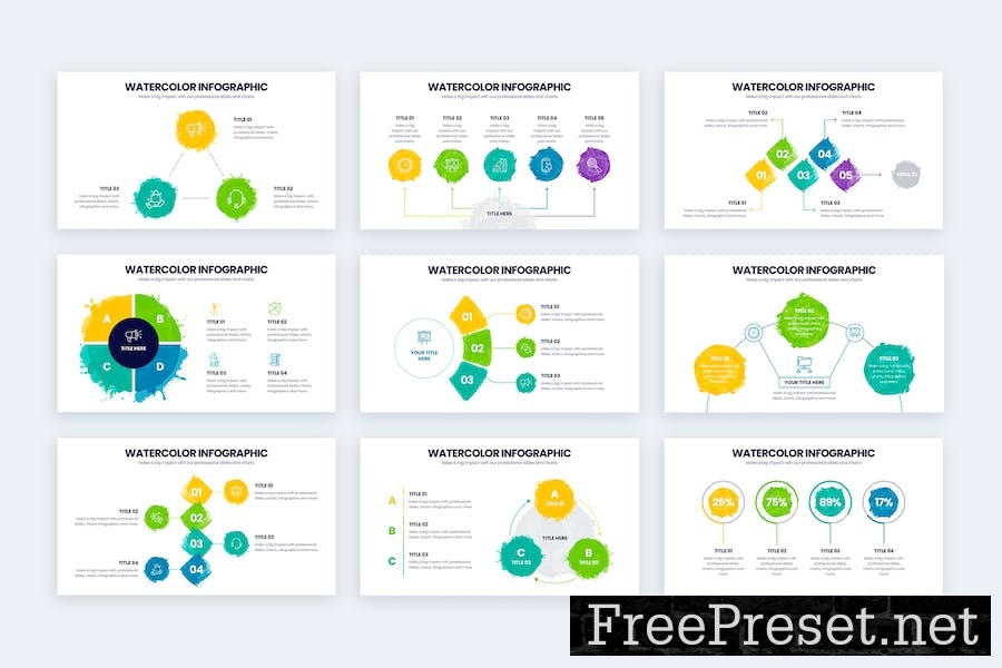 Aesthetic Watercolor Keynote Infographics 3PE3X3V