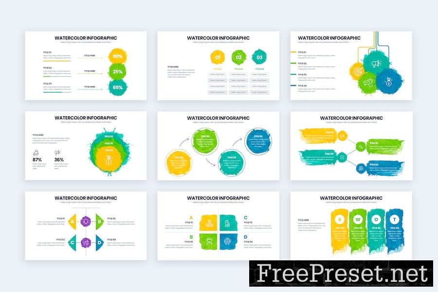 Aesthetic Watercolor Keynote Infographics 3PE3X3V