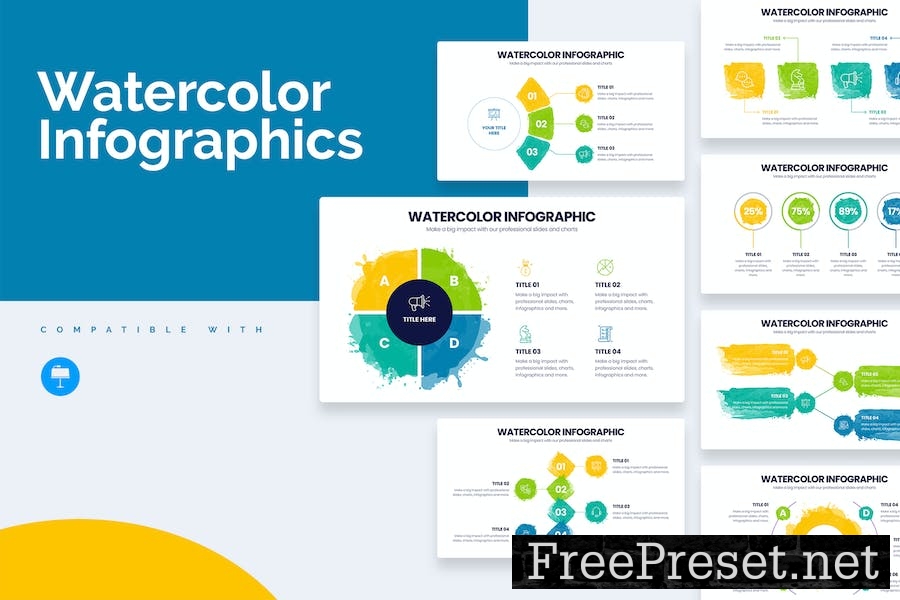 Aesthetic Watercolor Keynote Infographics 3PE3X3V