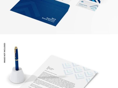 Bank stationery scene mockup