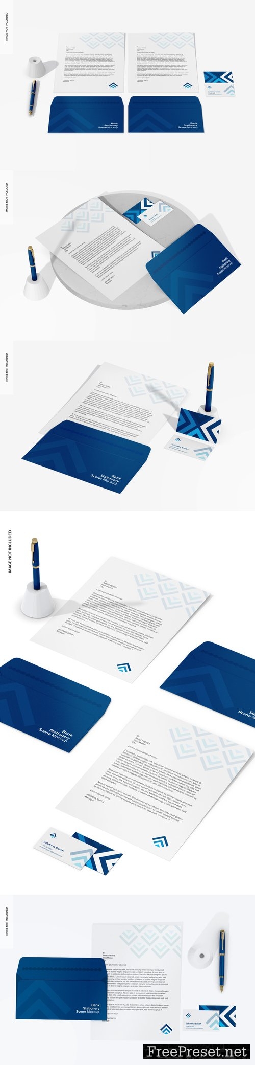 Bank stationery scene mockup